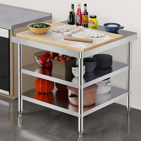 30in Stainless Steel Kitchen Work Table - Commercial Food Prep & Lab Workstation, Metal Island Desk with Storage, 39.4x31.5in for Kitchen/Garage Use in Saudi Arabia