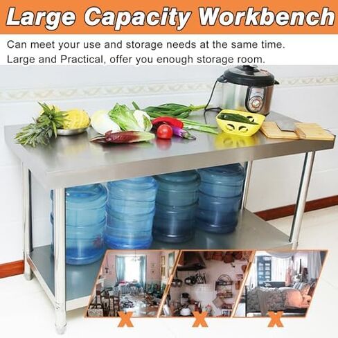 30in Stainless Steel Kitchen Work Table - Commercial Food Prep & Lab Workstation, Metal Island Desk with Storage, 39.4x31.5in for Kitchen/Garage Use in Saudi Arabia