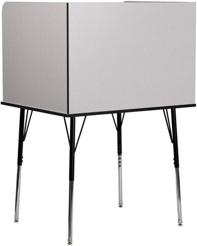 BOWERY HILL Metal Study Carrel, Height Adjustable Legs, Nebula Gray Laminate Finish, Freestanding Design with Upper Shelf, Spacious Work Surface, Wire Management, Classroom or Library Study Desk in Saudi Arabia
