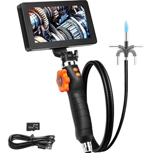 SucceBuy Articulating Borescope Camera with Light Two-Way Articulated Endoscope Inspection with 6.4mm Tiny Lens 5" 1080P Screen in Saudi Arabia