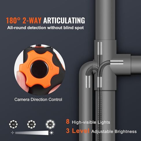 SucceBuy Articulating Borescope Camera with Light Two-Way Articulated Endoscope Inspection with 6.4mm Tiny Lens 5" 1080P Screen in Saudi Arabia
