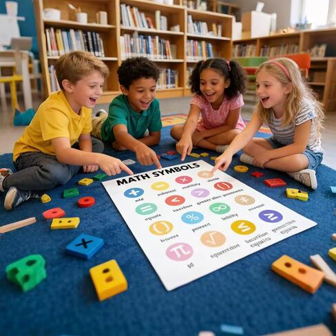 WINDVALE Educational Math Posters for Toddlers Kids Fractions Addition Subtraction Math Prints for Bulletin Board Elementary Middle School Classroom Teachers in Kuwait