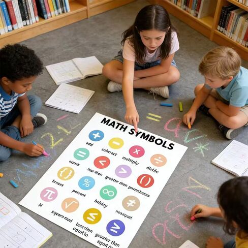 WINDVALE Educational Math Posters for Toddlers Kids Fractions Addition Subtraction Math Prints for Bulletin Board Elementary Middle School Classroom Teachers in Kuwait