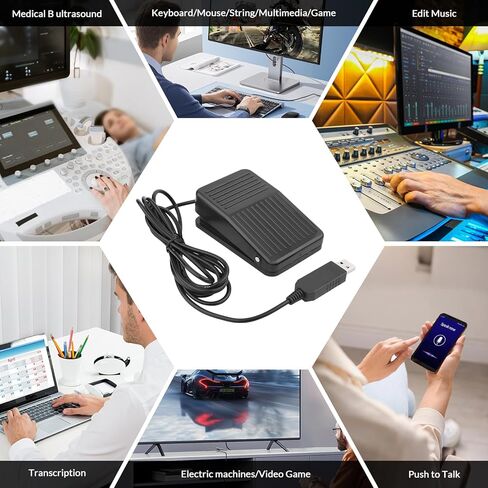Rii USB Foot Switch Pedal Footswitch Game Control Action HID 6.2ft للوحة المفاتيح والماوس والكمبيوتر المحمول in Saudi Arabia