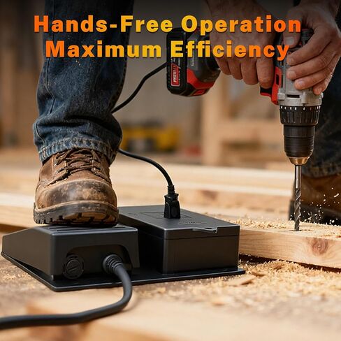 iKKEGOL Foot Pedal Power Switch Outlet, Self-Locking ON/Off Toggle Socket, 6.5ft Cable with 3-Prong Plug, 250V 10A, Hands-Free Operation for Tools, Machines, Woodworking, Workshop Use in Saudi Arabia