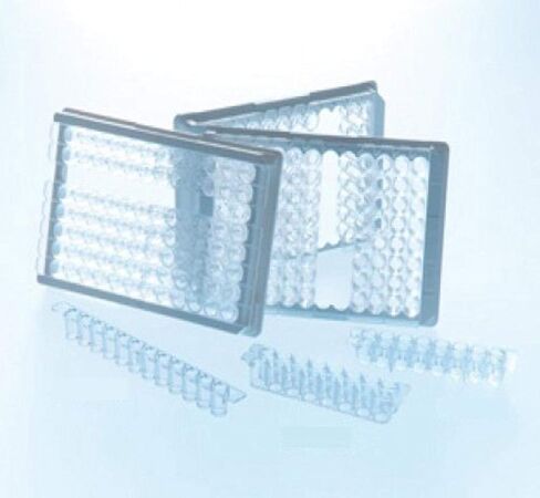 754070 Microlon 200 96 Well U16 لوحة شريطية، 2x8 شرائط سفلية مستديرة، ربط متوسط، PS، آبار شفافة (عبوة من 100 قطعة) in Kuwait