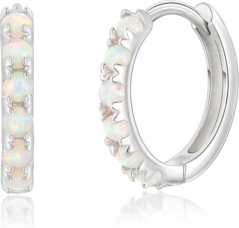 Tiny Mini Opal Huggie Hoop Earrings Upper Ear Cartilage Helix 18k Gold Plated Silver Minimalist Simple Small 10mm 8mm 6mm Hoop Earrings in Kuwait