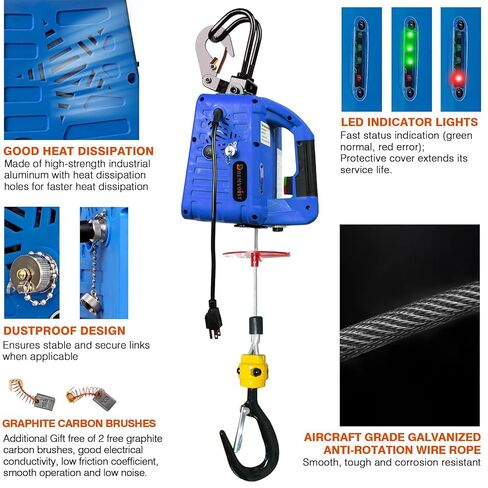 3 in 1 Electric Hoist Winch,1100LB1500W Power Electric Portable Hoist Winch, Electric Winch 110v with Manual Wire Wireless Remote Control,26FT Lifting Height,for Lifting, Garage,Factory in Saudi Arabia