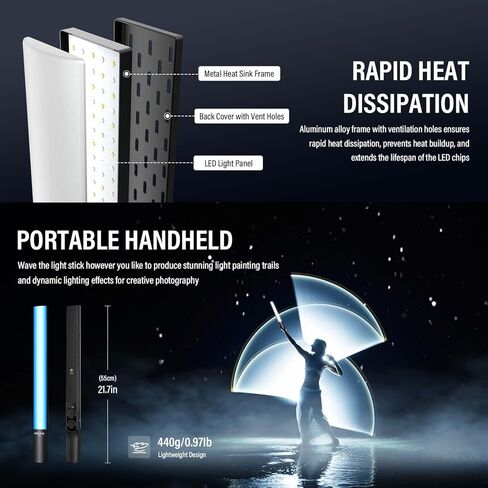 طقم عصا إضاءة فيديو LED من سونيفو P20 RGB مع عبوتين من بطارية 4400 مللي أمبير في الساعة، عصا إضاءة LED للتصوير الفوتوغرافي المحمولة - CRI≥97، 20 وات، 2500-8500 كلفن قابلة للتعتيم، 40 تأثير إضاءة مع حقيبة حمل in Kuwait