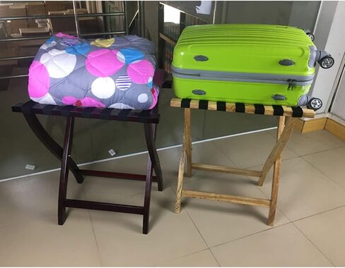 Luggage rack,Wood Color Hotel Luggage Rack for Guest Room Folding Suitcase Rack Collapsible Carry On Holder Bedroom for Bedroom,Guest Room, or Hotel Sturdy Wooden in Kuwait