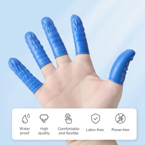 JMU Disposable Nitrile Finger Cots Medium, 100Pcs Latex-Free Powder-Free Finger Protectors, for Beauty, Manicure, Massage, Electronic Repair, Blue in Saudi Arabia