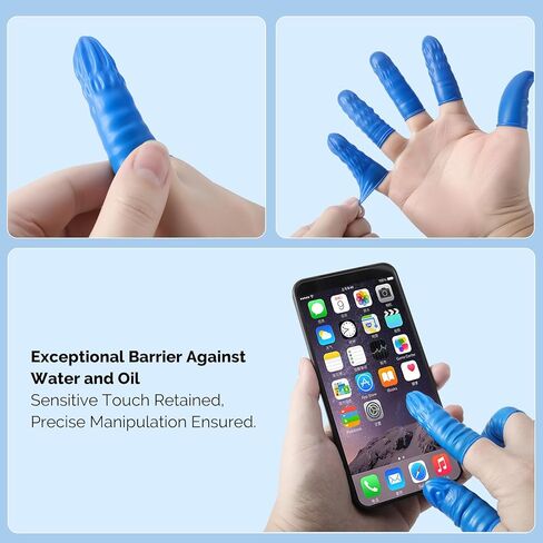 JMU Disposable Nitrile Finger Cots Medium, 100Pcs Latex-Free Powder-Free Finger Protectors, for Beauty, Manicure, Massage, Electronic Repair, Blue in Saudi Arabia