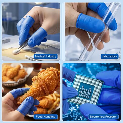 JMU Disposable Nitrile Finger Cots Medium, 100Pcs Latex-Free Powder-Free Finger Protectors, for Beauty, Manicure, Massage, Electronic Repair, Blue in Saudi Arabia