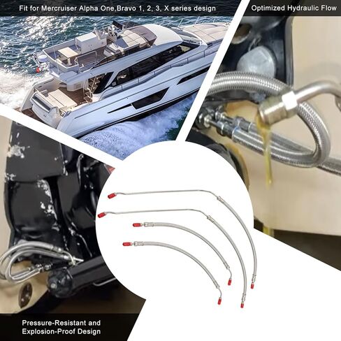 Power Trim Tilt Hydraulic Ram Cylinder Hose Kit Compatible with Mercruiser Alpha One Gen I 16-3/16" Gen II & Bravo 1/2/3 Drives Replaces 32-99904 32-864959 32-864960 in Kuwait