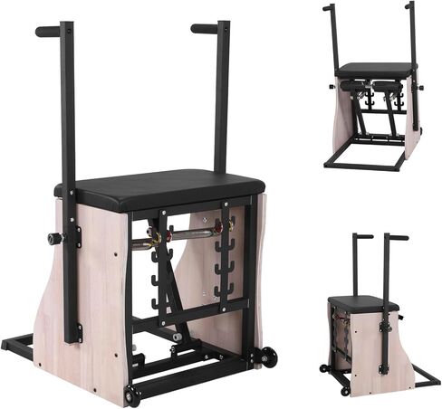 كرسي بيلاتيس من خشب البلوط، مصلح بيلاتيس مع مقابض مقاومة قابلة للتعديل ودواسات مقسمة، جهاز إصلاح الجسم المتوازن للاستخدام في المنزل in Kuwait