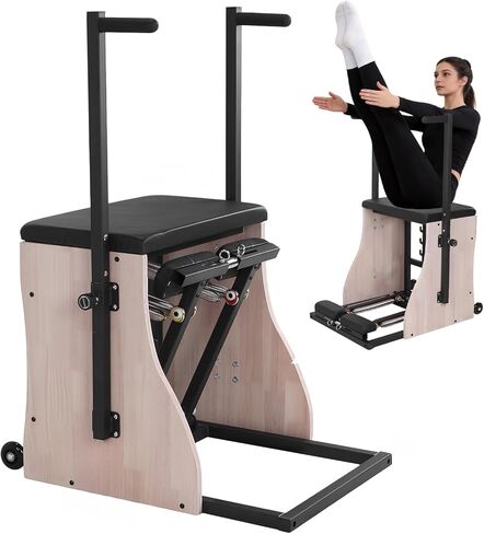 Generic Oak Wood Pilates Chair Reformer Machine with Adjustable Resistance Handles Split Pedals Professional Yoga Chair Pilates Machine for Equipment for Home Use Gym Workout in Saudi Arabia