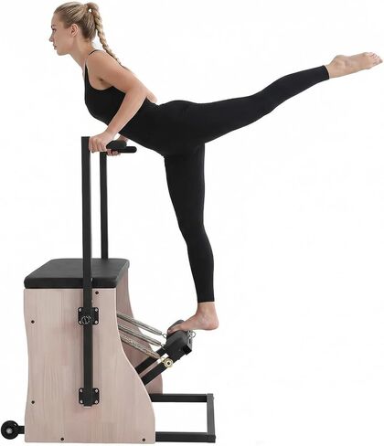 Generic Oak Wood Pilates Chair Reformer Machine with Adjustable Resistance Handles Split Pedals Professional Yoga Chair Pilates Machine for Equipment for Home Use Gym Workout in Saudi Arabia