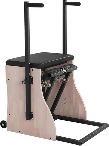 كرسي بيلاتيس من خشب البلوط مع 4 مقابض مستويات ودواسات مقسمة وقابل للتعديل لمقاومة الاستوديو بجودة البيلاتيس للتدريبات المنزلية واستخدام الاستوديو in Kuwait