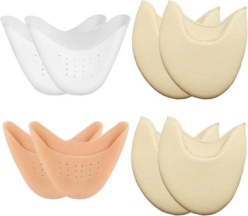 Toe Pads for Pointe Shoes Set (4 Pairs), Breathable Silicone Toe Pads with Holes & Soft Fabric Ballet Toe Pads, Gel Pointe Shoe Toe Pad Cushion Protectors for Dancers & High Heels Relief in Kuwait