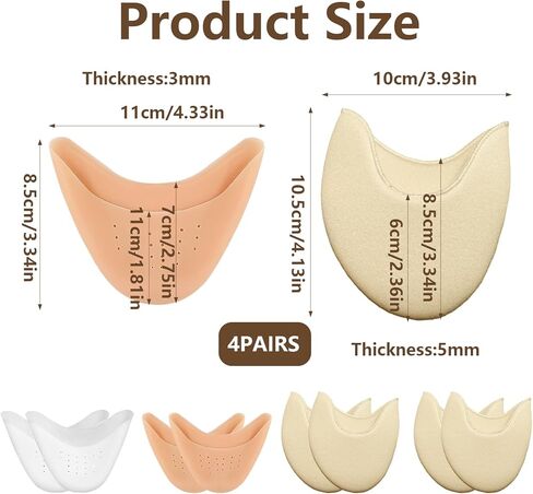 Toe Pads for Pointe Shoes Set (4 Pairs), Breathable Silicone Toe Pads with Holes & Soft Fabric Ballet Toe Pads, Gel Pointe Shoe Toe Pad Cushion Protectors for Dancers & High Heels Relief in Kuwait