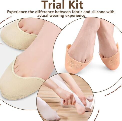 Toe Pads for Pointe Shoes Set (4 Pairs), Breathable Silicone Toe Pads with Holes & Soft Fabric Ballet Toe Pads, Gel Pointe Shoe Toe Pad Cushion Protectors for Dancers & High Heels Relief in Kuwait