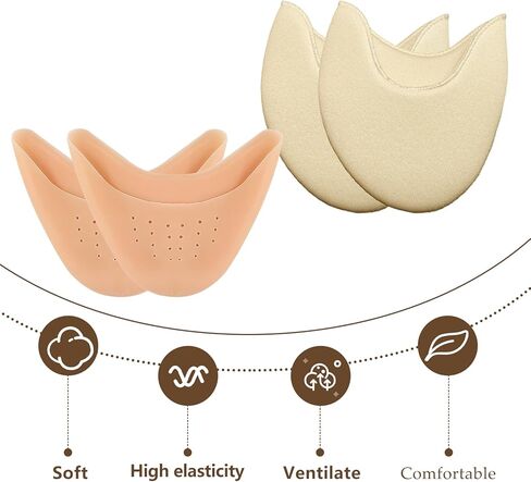 Toe Pads for Pointe Shoes Set (4 Pairs), Breathable Silicone Toe Pads with Holes & Soft Fabric Ballet Toe Pads, Gel Pointe Shoe Toe Pad Cushion Protectors for Dancers & High Heels Relief in Kuwait