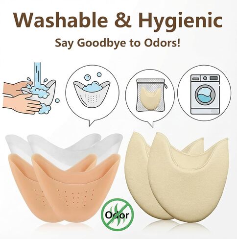 Toe Pads for Pointe Shoes Set (4 Pairs), Breathable Silicone Toe Pads with Holes & Soft Fabric Ballet Toe Pads, Gel Pointe Shoe Toe Pad Cushion Protectors for Dancers & High Heels Relief in Kuwait