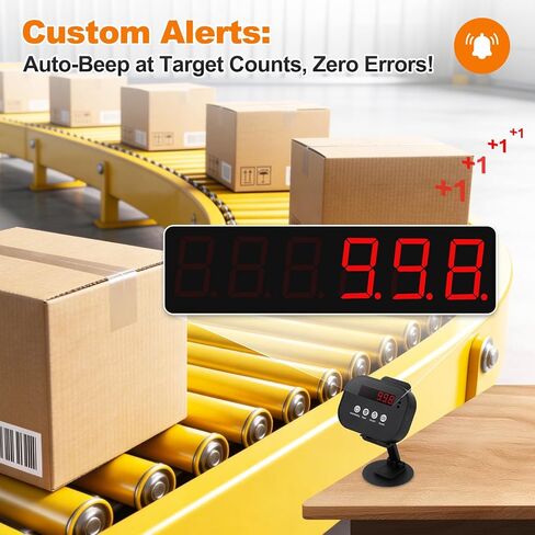 JIAWANSHUN Wireless LED Digital Counter, 999999 Piece Count,Rechargeable Infrared Counter with 19.5 Inch Sensor Distance, Preset Alarm, Daily/Cumulative Count for Conveyors & Fitness in Saudi Arabia