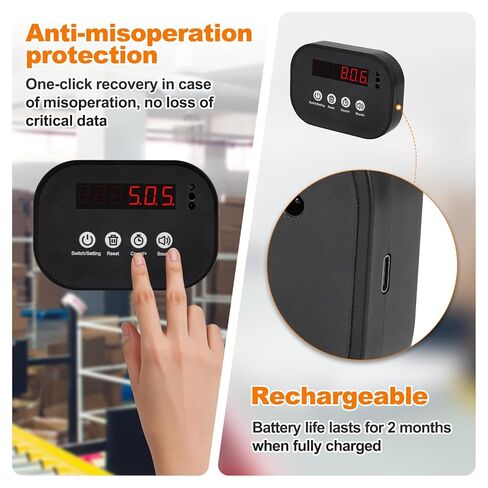 JIAWANSHUN Wireless LED Digital Counter, 999999 Piece Count,Rechargeable Infrared Counter with 19.5 Inch Sensor Distance, Preset Alarm, Daily/Cumulative Count for Conveyors & Fitness in Saudi Arabia