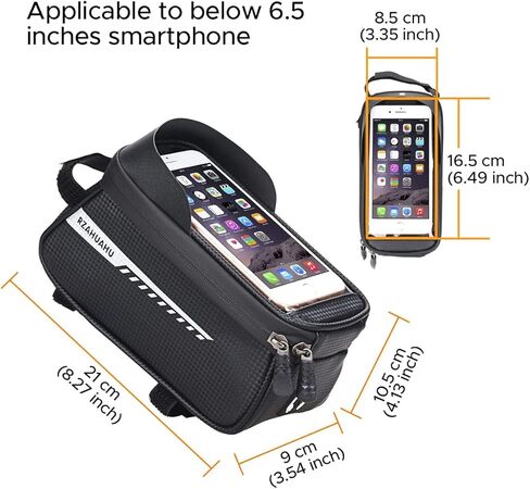 ENGWE Ebike Front Frame Bag for Mountain Bicycles,Compartment with TPU Phone Pocket Screen, Big Storage Waterproof Bike Bag, Phone Pouch for Iphone X/Max,Iphone 11 Pro Max 8plus Below 6.5'' in Saudi Arabia