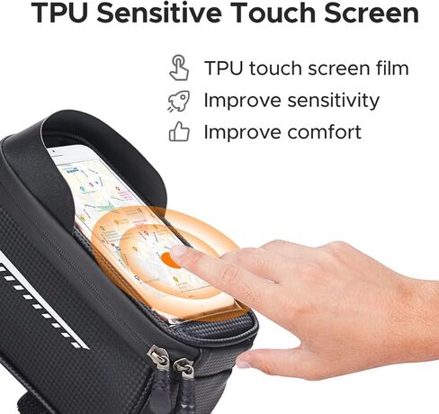 ENGWE Ebike Front Frame Bag for Mountain Bicycles,Compartment with TPU Phone Pocket Screen, Big Storage Waterproof Bike Bag, Phone Pouch for Iphone X/Max,Iphone 11 Pro Max 8plus Below 6.5'' in Saudi Arabia