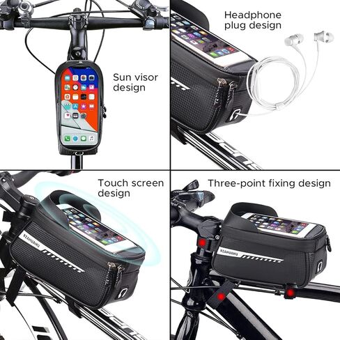 ENGWE Ebike Front Frame Bag for Mountain Bicycles,Compartment with TPU Phone Pocket Screen, Big Storage Waterproof Bike Bag, Phone Pouch for Iphone X/Max,Iphone 11 Pro Max 8plus Below 6.5'' in Saudi Arabia