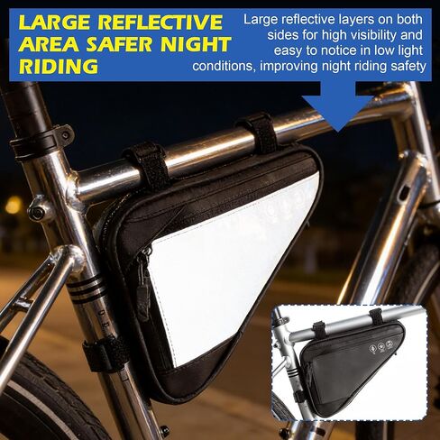 Bike Bag, Waterproof Bike Frame Bag Reflective Bicycle Storage Triangle Bag with two Side Pockets for Mountain MTB Road Bike, Cycling Bike Acessories (2L) in Saudi Arabia