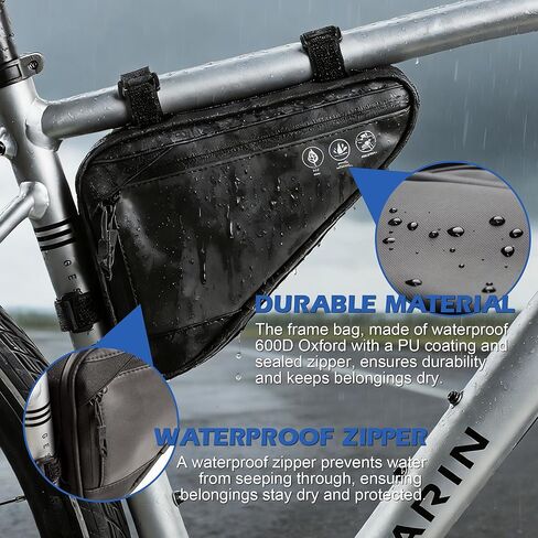 Bike Bag, Waterproof Bike Frame Bag Reflective Bicycle Storage Triangle Bag with two Side Pockets for Mountain MTB Road Bike, Cycling Bike Acessories (2L) in Saudi Arabia