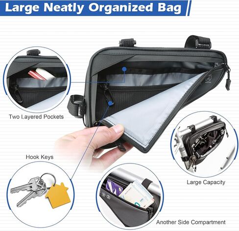 Bike Bag, Waterproof Bike Frame Bag Reflective Bicycle Storage Triangle Bag with two Side Pockets for Mountain MTB Road Bike, Cycling Bike Acessories (2L) in Saudi Arabia