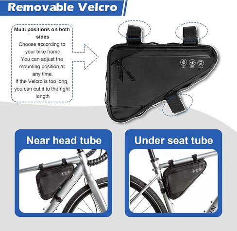 Bike Bag, Waterproof Bike Frame Bag Reflective Bicycle Storage Triangle Bag with two Side Pockets for Mountain MTB Road Bike, Cycling Bike Acessories (2L) in Saudi Arabia