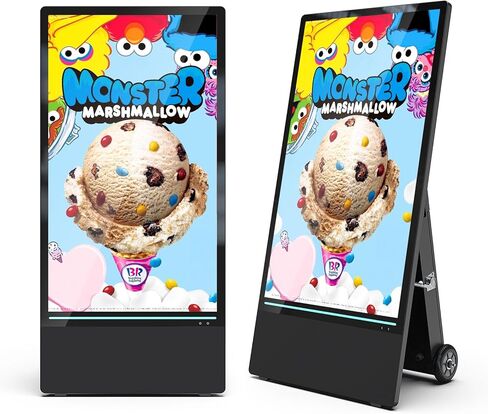 43 inch Outdoor Digital Signage Display, FHD 1800Nit LCD Screen, IP55 Waterproof, Rechargeable 10h Battery, USB/WiFi Portable Movable Display Kiosk, Split Screen Playback, Auto-Brightness, Android OS in Saudi Arabia