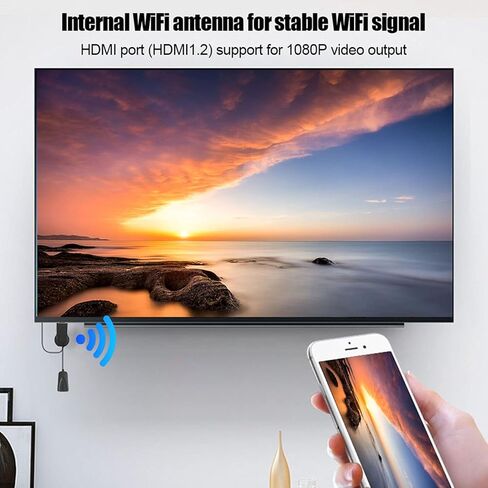 Display Dongle Adapter, for Airplay Miracast, Tv Mirroring Device, Screen Mirroring Adapter for Tv, Built in, 1080P Output, Adapter for Phone/Tablet in Saudi Arabia