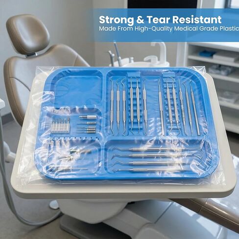 Dental Tray Covers 500 Count, Clear Disposable Plastic Tray Sleeves, 10.5 x 14 in, Barrier Covers for Dental Instrument Trays in Saudi Arabia