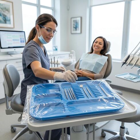 Dental Tray Covers 500 Count, Clear Disposable Plastic Tray Sleeves, 10.5 x 14 in, Barrier Covers for Dental Instrument Trays in Saudi Arabia