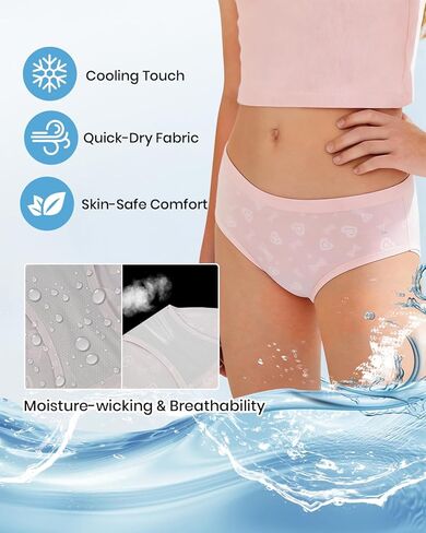 ملابس داخلية للمراهقات مكونة من 4 قطع، مجموعة ليلية ونهارية، سراويل داخلية مقاومة للتسرب بدون خياطة للفتيات حماية من التدفق الثقيل in Kuwait