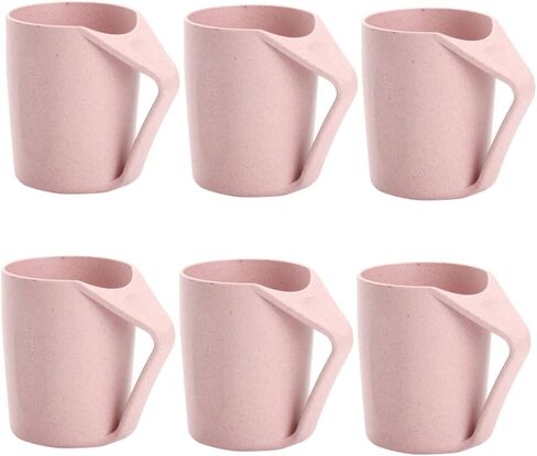 LIFKOME 6Pcs Wheat Straw Toothbrush Cups Simple Drinking Mugs for Adults Students Versatile Wash Cups Smooth Design Random in Saudi Arabia