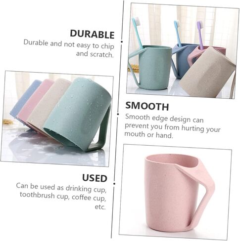 LIFKOME 6Pcs Wheat Straw Toothbrush Cups Simple Drinking Mugs for Adults Students Versatile Wash Cups Smooth Design Random in Saudi Arabia