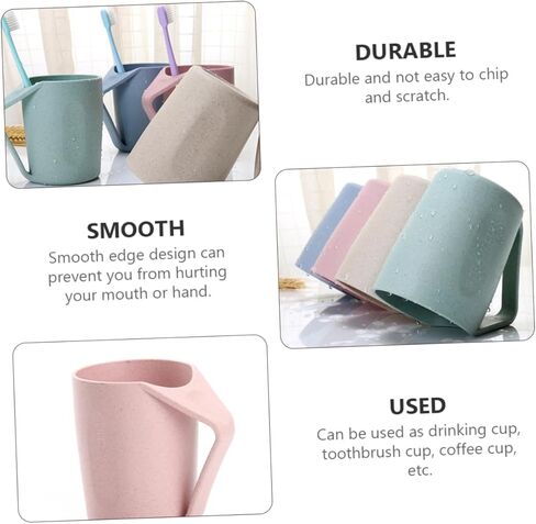 LIFKOME 6Pcs Wheat Straw Toothbrush Cups Simple Drinking Mugs for Adults Students Versatile Wash Cups Smooth Design Random in Saudi Arabia
