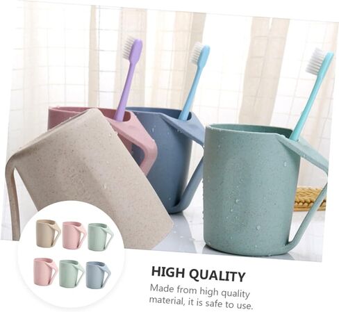 LIFKOME 6Pcs Wheat Straw Toothbrush Cups Simple Drinking Mugs for Adults Students Versatile Wash Cups Smooth Design Random in Saudi Arabia