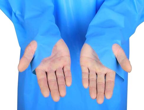 ثوب عزل من معدات الوقاية الشخصية مقاوم للماء مع أربطة للخصر، حلقات إبهام، 75، أزرق، مقاس واحد يناسب الجميع in Kuwait