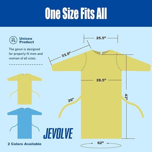 10 Pcs Disposable PPE Isolation Medical Gowns | Level 1 Polypropylene Lab Gowns | Full Back Coverage Double Tie Closure Knit Cuffs SMS 25 GSM Material Universal Size in Saudi Arabia
