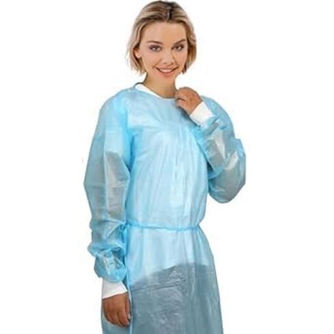 10 Pcs Disposable PPE Isolation Medical Gowns | Level 1 Polypropylene Lab Gowns | Full Back Coverage Double Tie Closure Knit Cuffs SMS 25 GSM Material Universal Size in Saudi Arabia