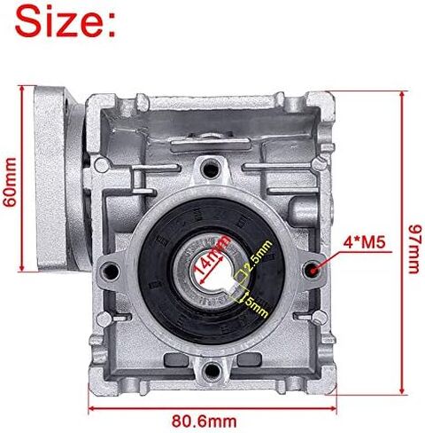 مشغل إلكتروني بتيار مستمر، مخفض سرعة دودة DC، مخفض سرعة علبة التروس الدودية للمبتدئين الإلكترونيين NEMA 23، علبة التروس RV030 14 مم الإخراج 5:1-80:1، أجزاء المحرك DIY: 80 إلى 1) (اللون: Mul in Kuwait