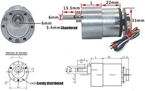 dc electronic starter DIY Dc electronic starter Smart Car Gear electronic starter, JGB37-520 12V Electric Micro DC Geared electronic starter, with Encoder, DIY Driver Parts : 12v 37rpm) ( Color : Silv in Kuwait